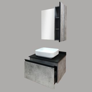 Comforty Зеркало-шкаф "Эдинбург-75" бетон светлый